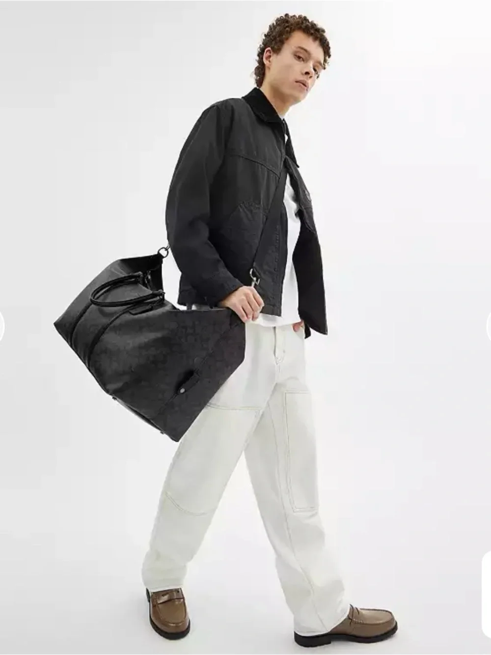 Coach Black Signature Monogram Extra Large Travel Duffle